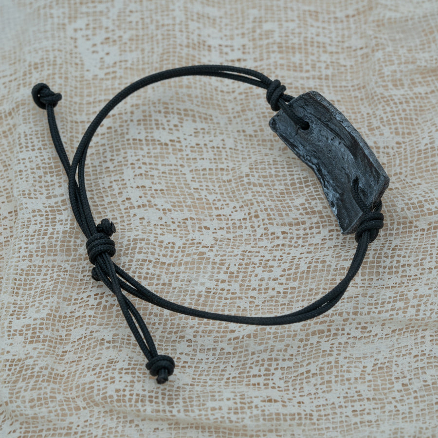 Unisex black - silver bracelet with clay
