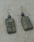 Handmade clay earrings with hematite