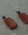 Handmade clay earrings with hematite