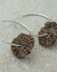 Silver Hoop earrings with crochet flower