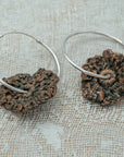 Silver Hoop earrings with crochet flower