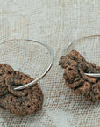 Silver Hoop earrings with crochet flower