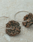 Silver Hoop earrings with crochet flower