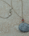 Sea pebble pendant with silver chain