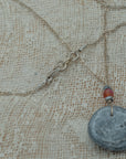 Sea pebble pendant with silver chain