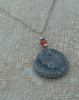 Sea pebble pendant with silver chain