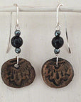 Black – gold handmade clay earrings