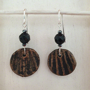 black gold clay earrings