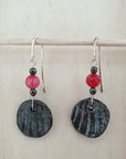 black silver clay earrings withs agate| Inkea art and design