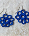 crochet blue earrings flower Inkea
