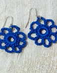 crochet blue earrings flower Inkea
