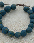 bracelet with handmade beads blue - yellow