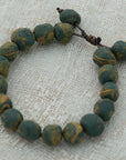 Clay bracelet with green-yellow handmade beads