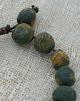 Clay bracelet with green-yellow handmade beads