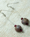 earrings with handmade clay beads agate