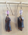 Blue silver terracotta clay earrings