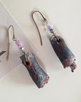 Blue silver terracotta clay earrings