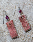 Clay earrings in red iridescent shades