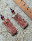 Clay earrings in red iridescent shades
