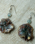 Green gold terracotta irregular clay earrings