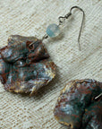 Green gold terracotta irregular clay earrings