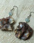 Green gold terracotta irregular clay earrings