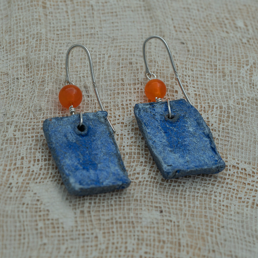 Handmade blue clay earrings