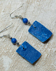 Handmade blue clay earrings