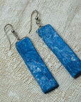 blue white clay earrins