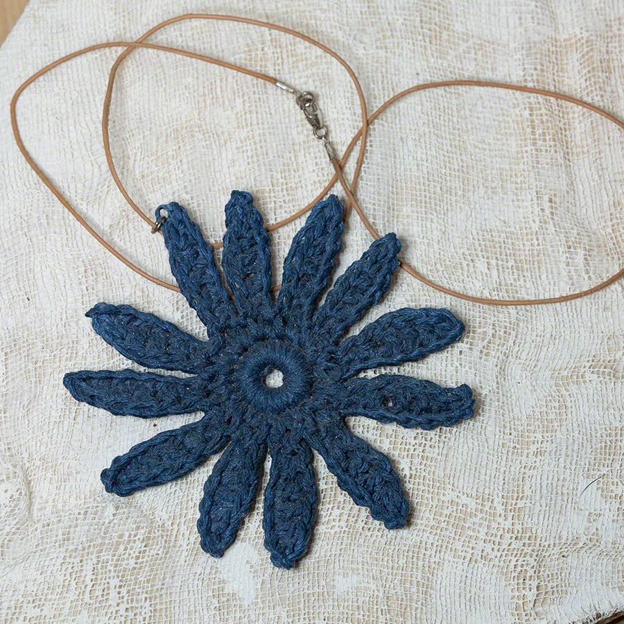 crochet flower pendant