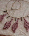 handmade crochet pendant with leaves