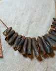 Green gold terracotta clay necklace