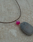 Grey sea pebble pendant with agate