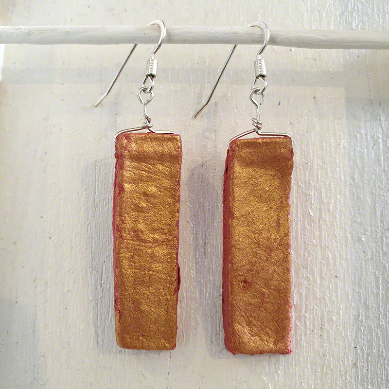 handmade red gold clay earrings