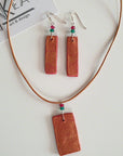 red gold clay pendant earrings with agate