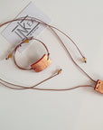 Handmade red-gold clay pendant - bracelet