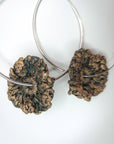 silver hoop earrings with crochet flower