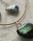 natural stone heart pendant earrings