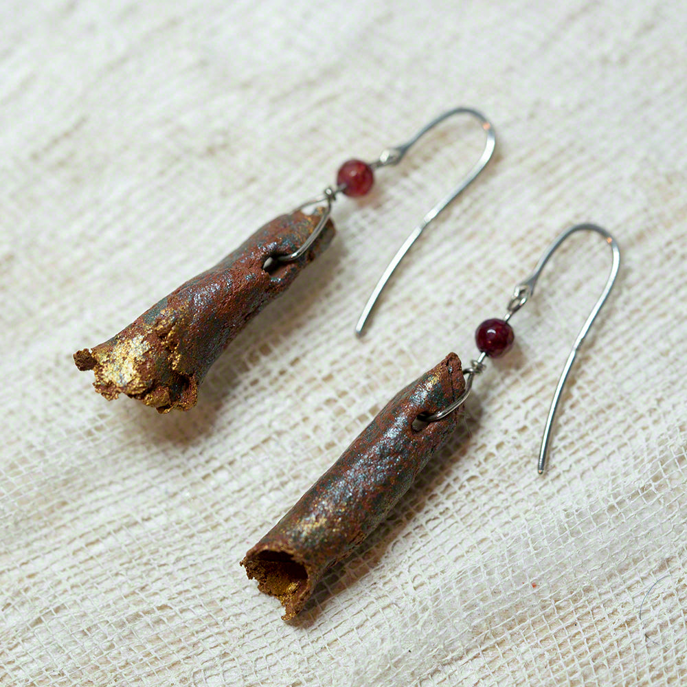 handmade clay earrings agate silver