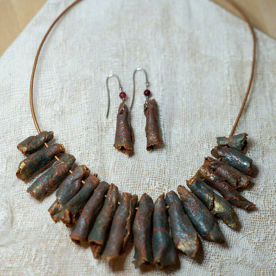 Handmade clay necklace and earrings