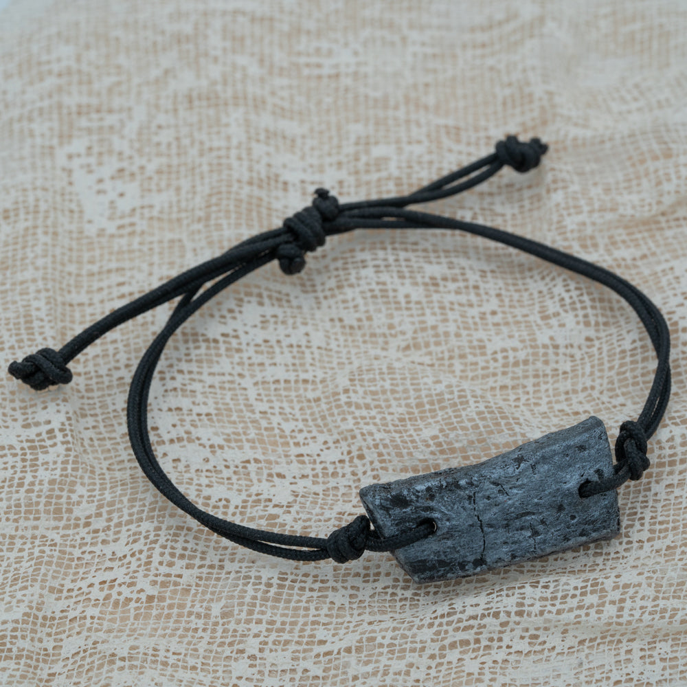 Unisex black - silver bracelet with clay