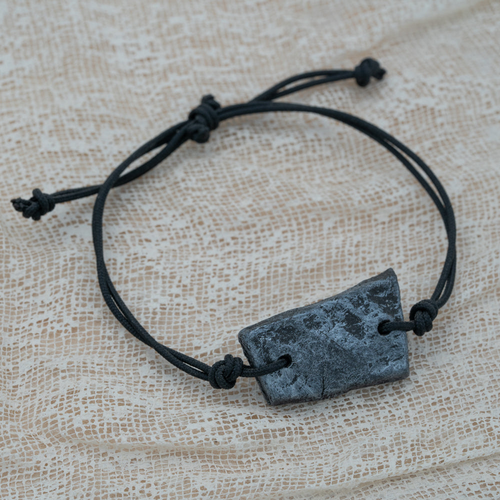 Unisex black - silver bracelet with clay