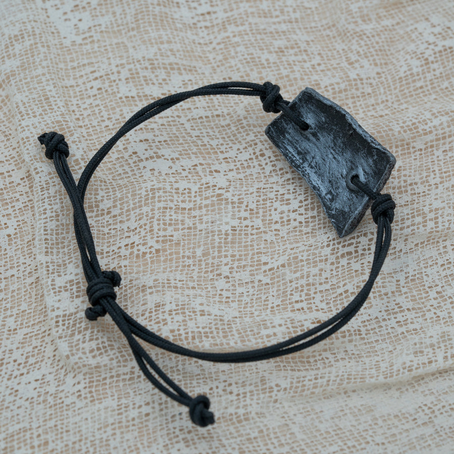 Unisex black - silver bracelet with clay