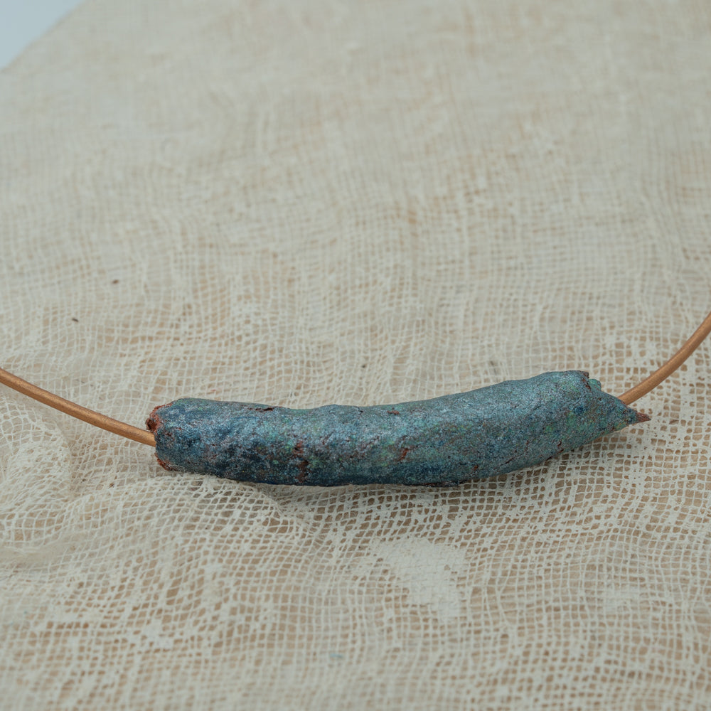 handmade clay pendant blue green shades