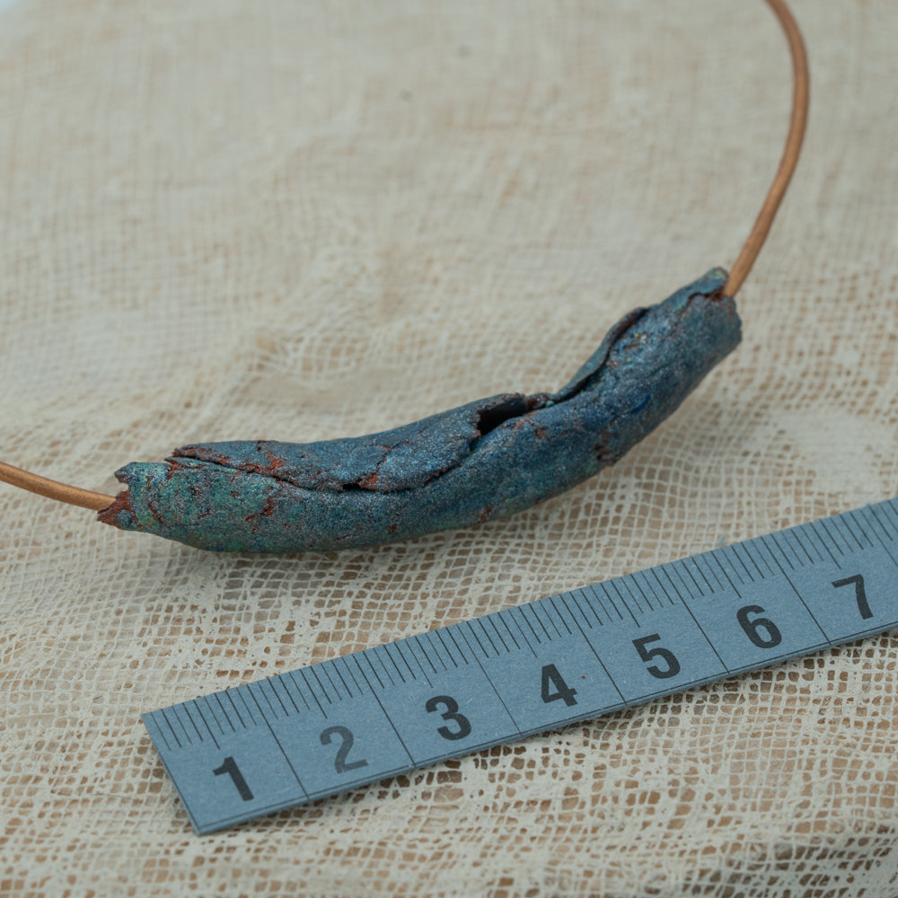 handmade clay pendant blue green shades