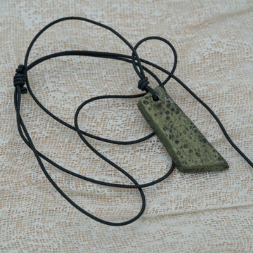 Unisex black - green pendant with clay