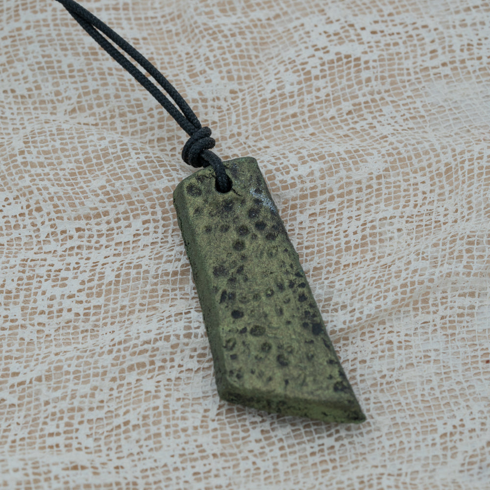 Unisex black - green pendant with clay