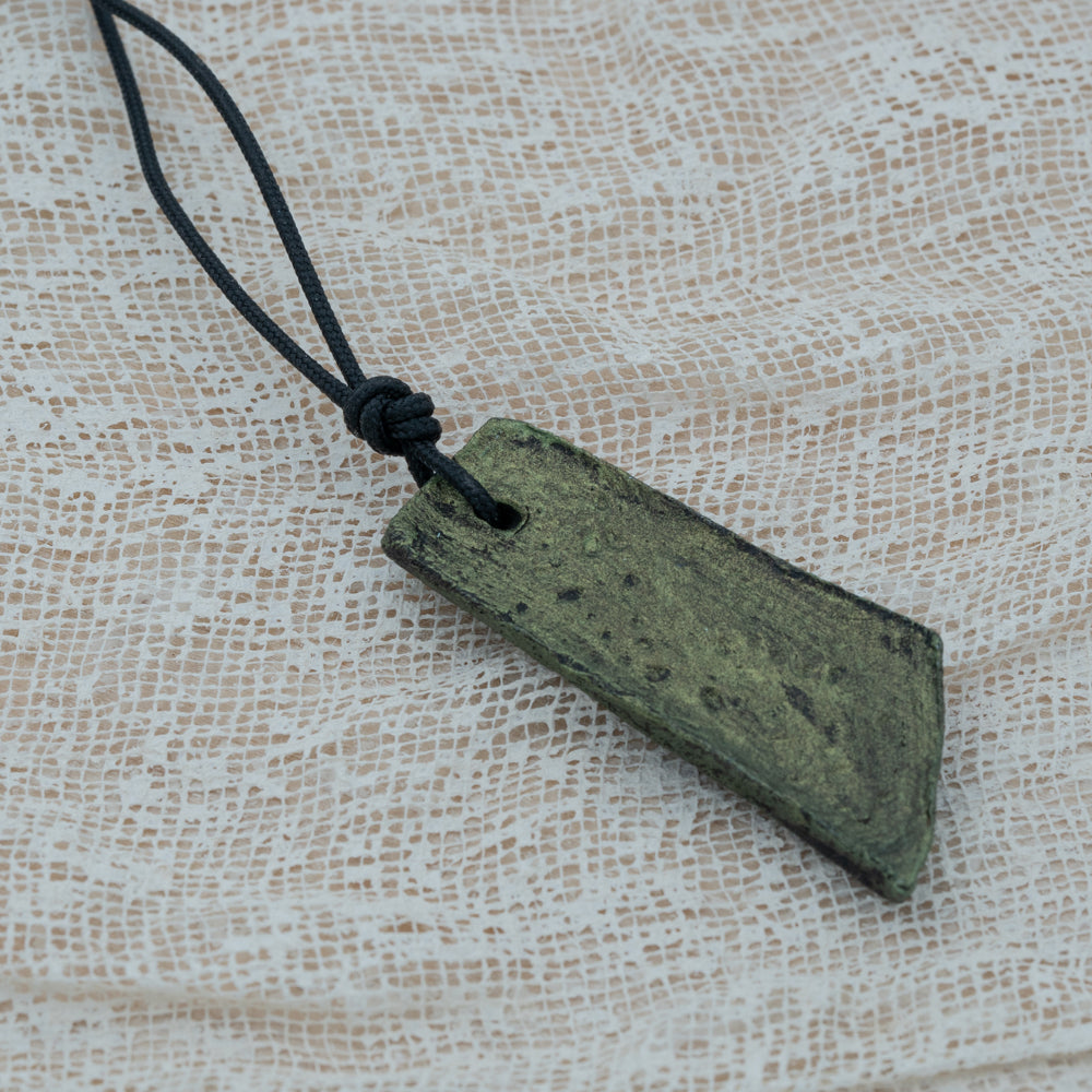 Unisex black - green pendant with clay