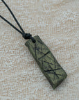 Unisex black - green pendant with clay