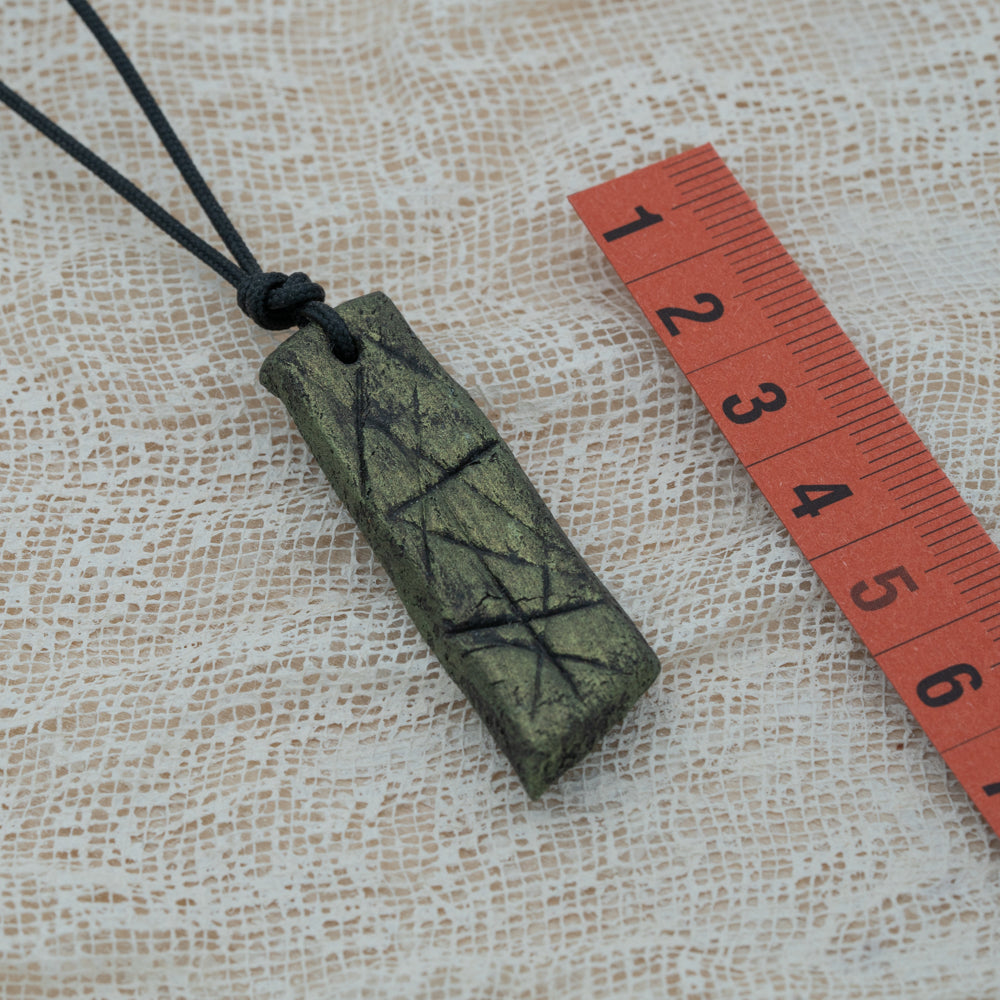 Unisex black - green pendant with clay